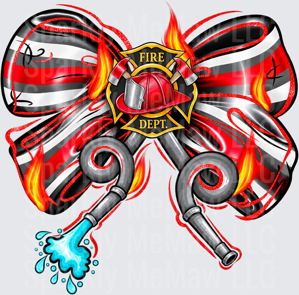Fire Dept Bow DTF Transfer for Fabrics