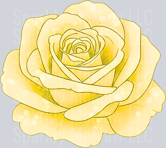 Golden Yellow Watercolor Rose UV DTF Decal
