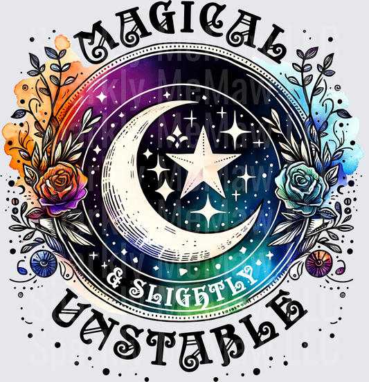 Magical and Slightly Unstable Celestial Moon Star Floral Circle UV DTF Decal