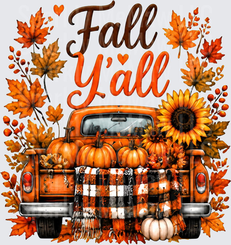 Fall Y'all Harvest Truck UV DTF Decal