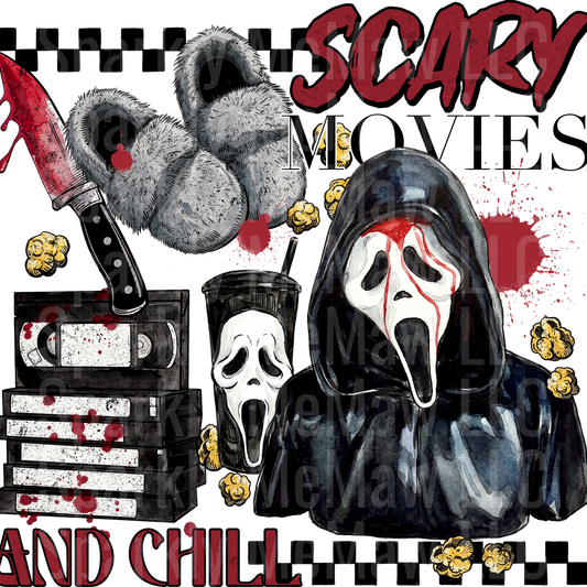 Scary movies and chill DTF Transfer (Fabrics)
