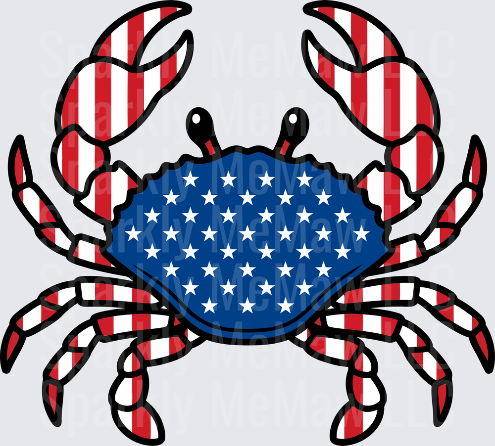 Patriotic American Flag Crab with Stars and Stripes Design UV DTF Decal