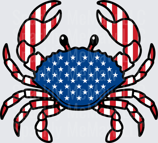 Patriotic American Flag Crab with Stars and Stripes Design UV DTF Decal