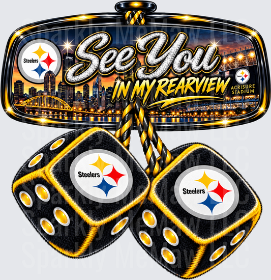Pittsburgh Steelers Rearview Mirror Fuzzy Dice UV DTF Decal