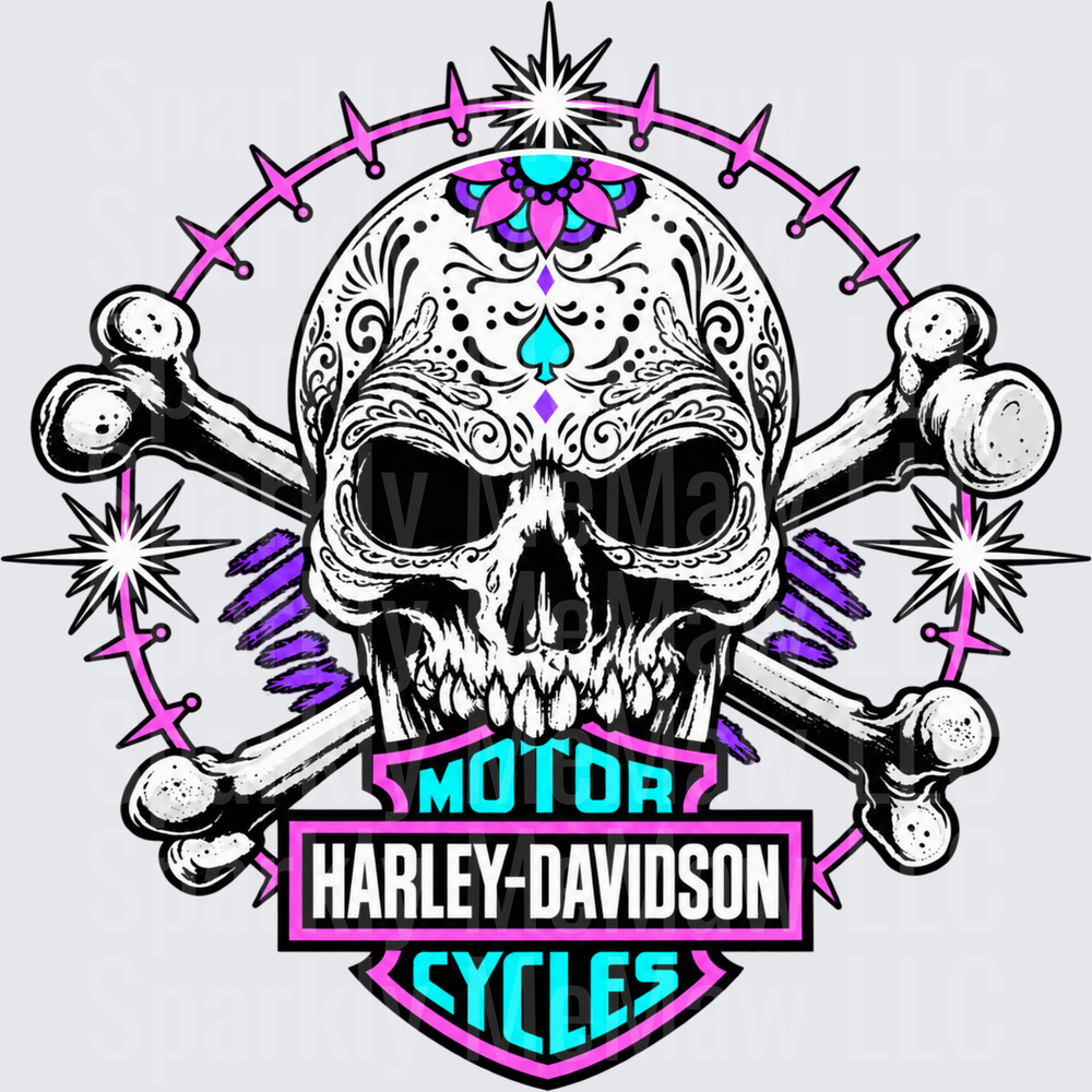 HD Sugar Skull Crossbones UV DTF Decal