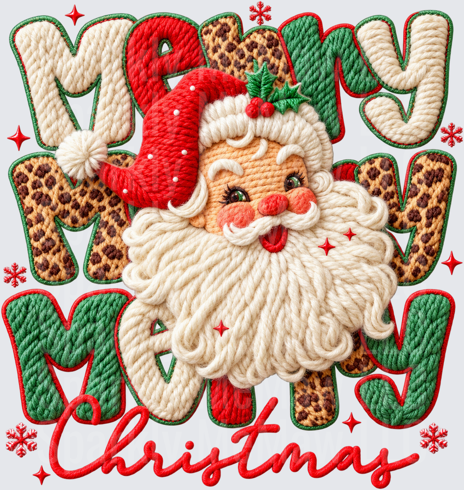 Merry Christmas Santa Embroidery DTF Transfer for Fabrics