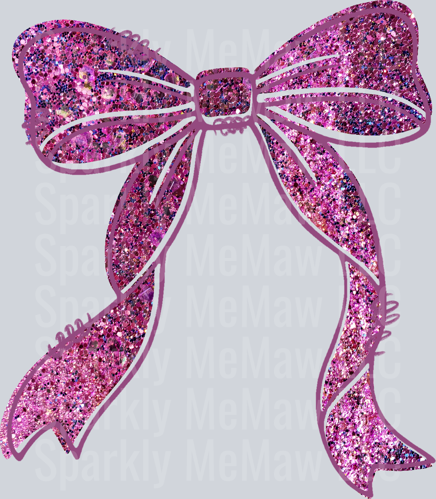Pink Purple Glitter Sparkle Ribbon Bow UV DTF Decal