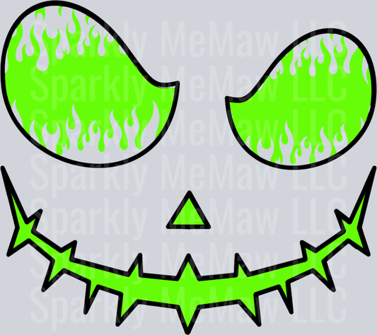flame pumpkin lime green UV DTF Decal