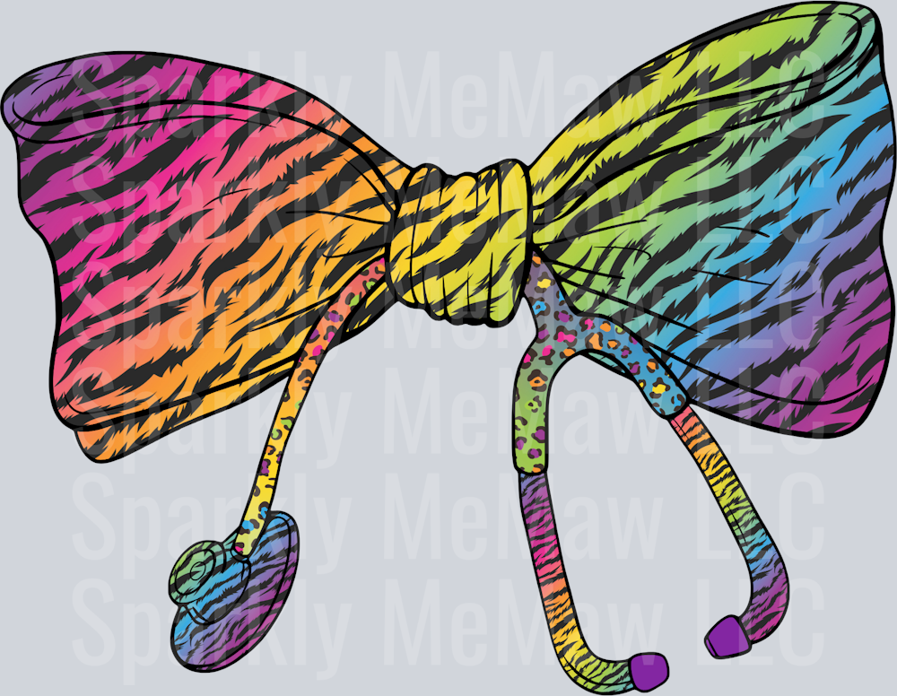 zebra neon stethoscope UV DTF Decal