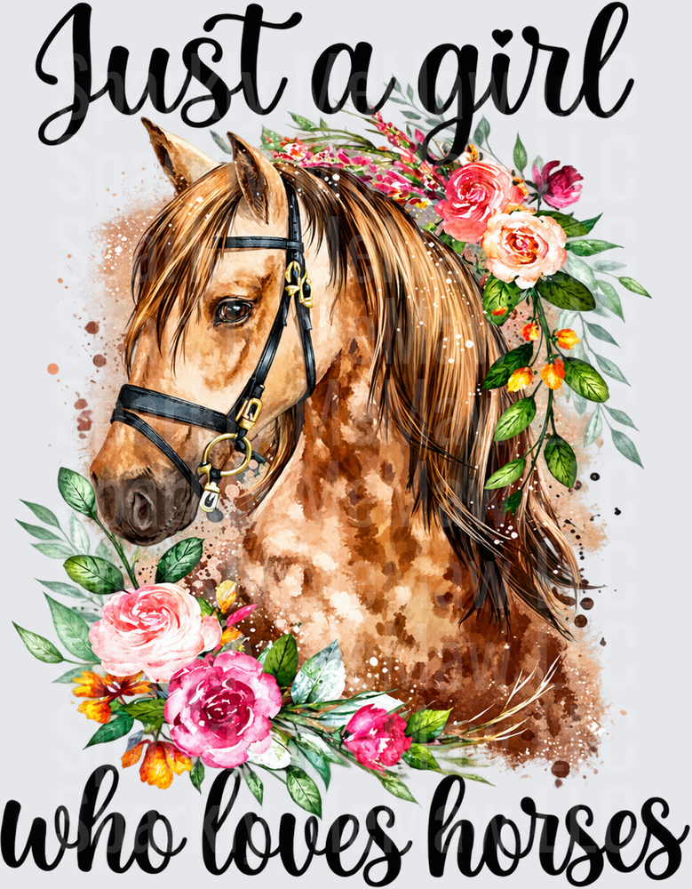 Just A Girl Loves Horses UV DTF DECAL (HARD SMOOTH SURFACE)