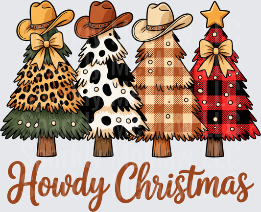 Howdy Christmas Western Trees UV DTF Decal