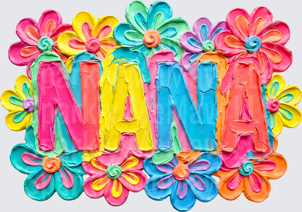 Colorful MAMA Text with Bright Flowers UV DTF Decal