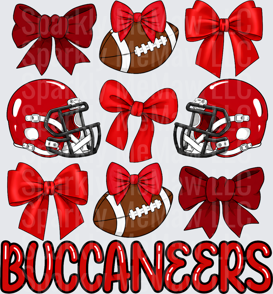 Buccaneers Bows Football Helmet 10x10 UV DTF Sheet