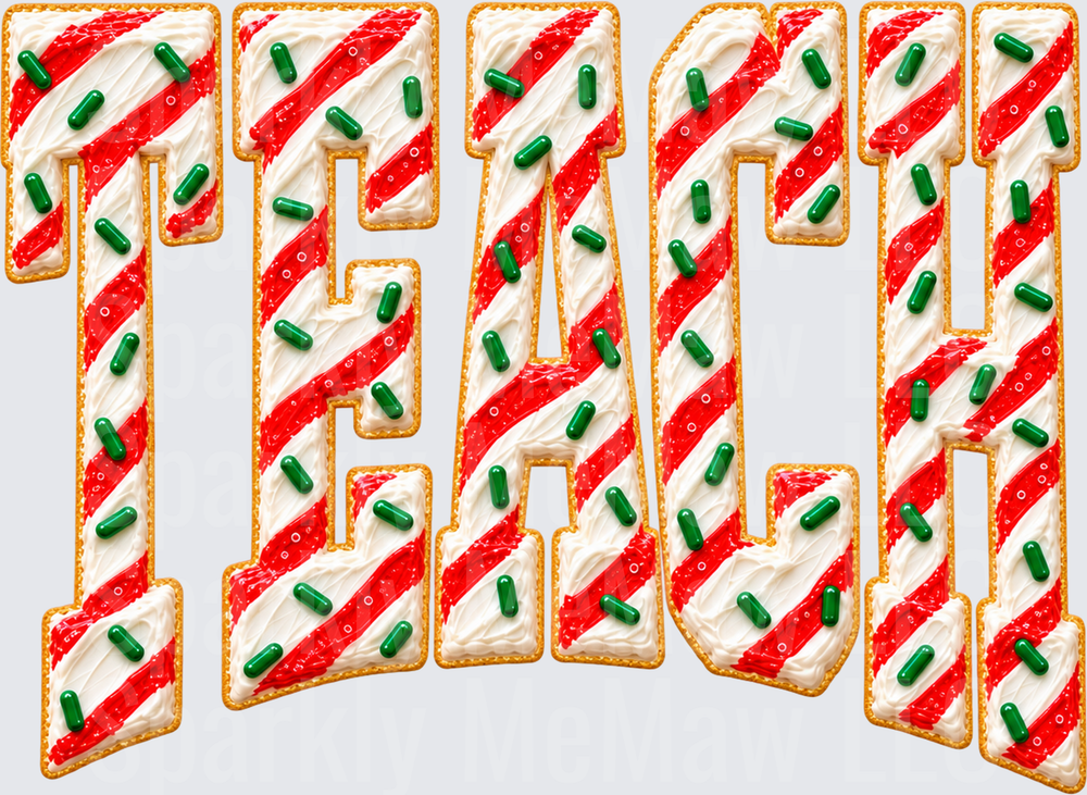 TEACH Christmas Cookie Letters UV DTF Decal
