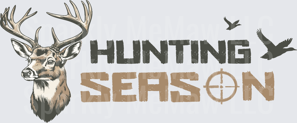 Hunting Season Buck Deer with Crosshairs and Flying Ducks DTF Transfer for Fabric