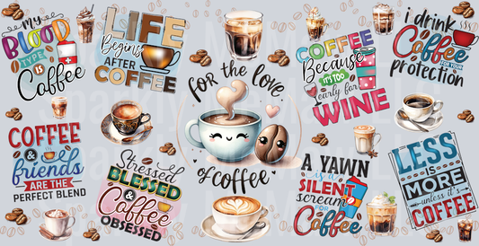 Funny Coffee quotes 3 16 oz UV DTF Wrap