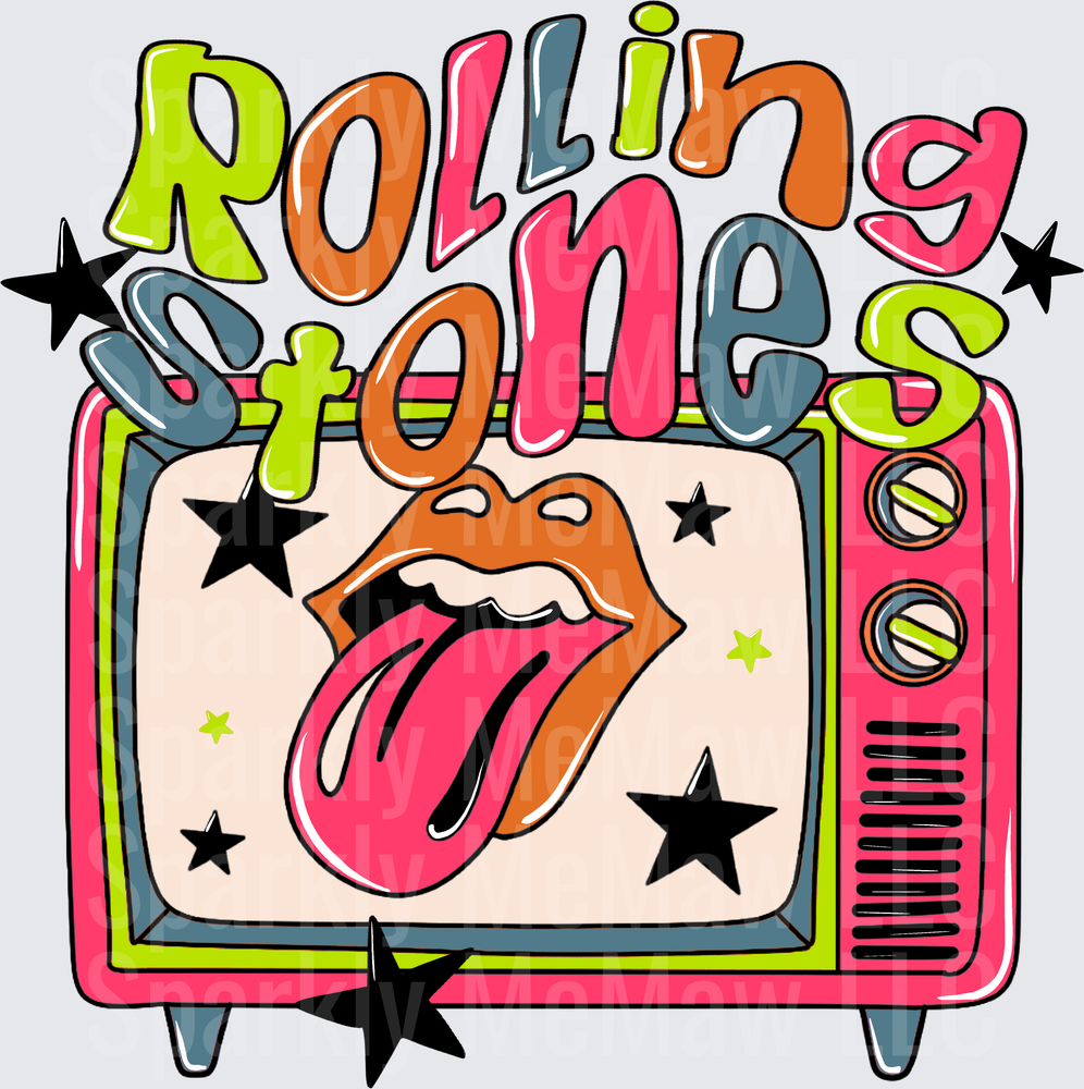 Rolling Stones Retro TV UV DTF Decal