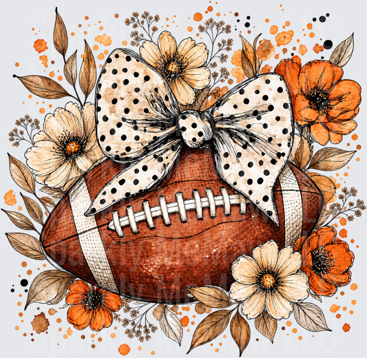 Floral Football Bow UV DTF Decal