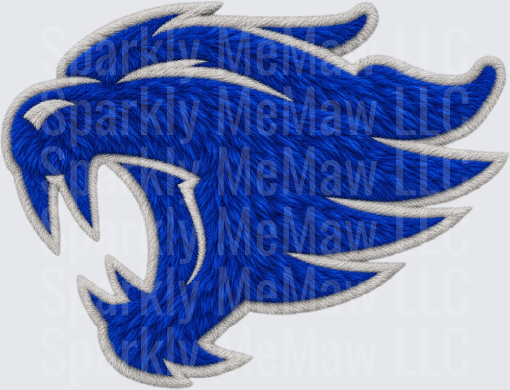 Blue Wildcat Mascot Head UV DTF Decal