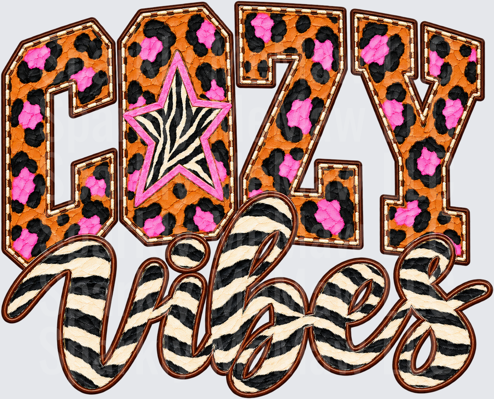 Cozy Vibes Leopard Zebra Print is a UV DTF Decal