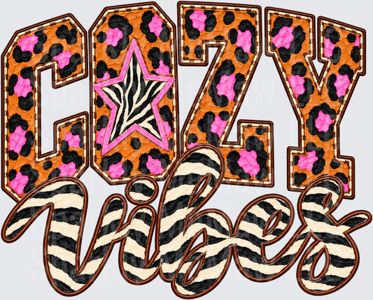 Cozy Vibes Leopard Zebra Print is a UV DTF Decal