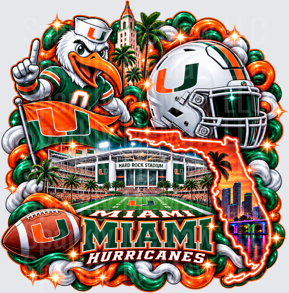 Miami Hurricanes Gameday Collage UV DTF Decal