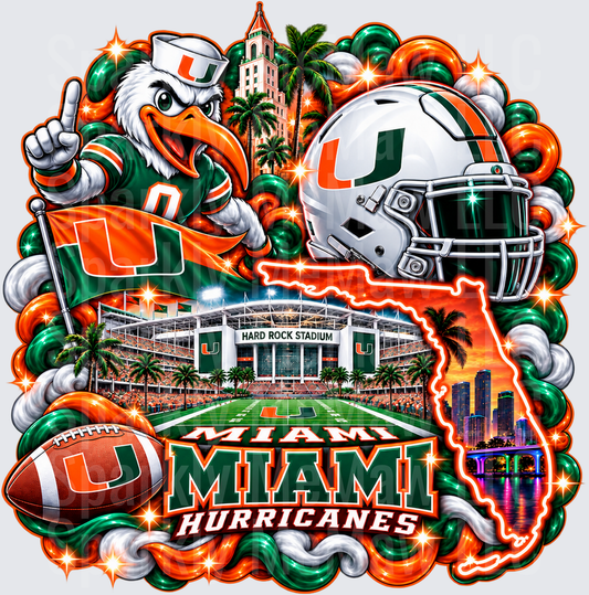 Miami Hurricanes Gameday Collage UV DTF Decal