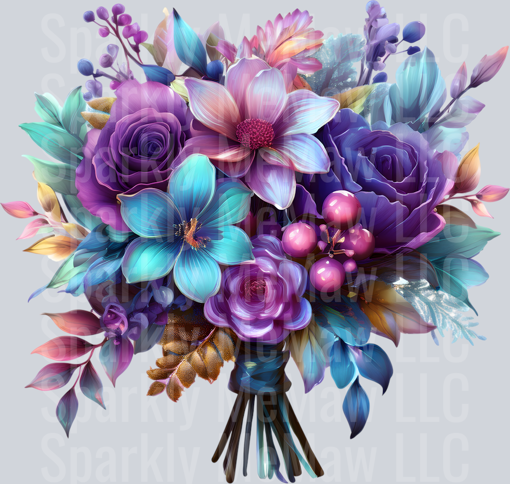 jewel tone floral clipart (169) UV DTF Decal