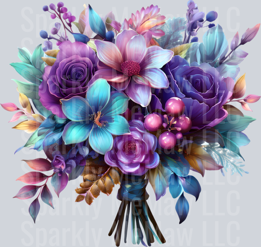jewel tone floral clipart (169) UV DTF Decal
