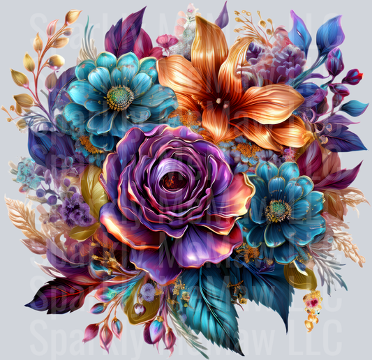 jewel tone floral clipart (157) UV DTF Decal