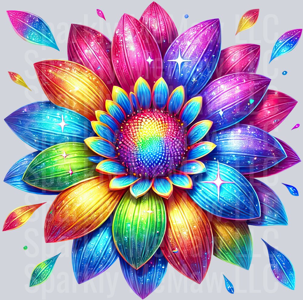 7 Rainbow Sunflower UV DTF Clip Art Decal