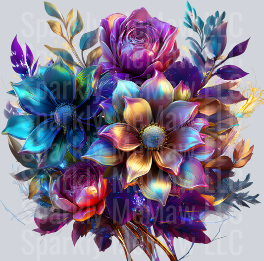 jewel tone floral clipart (37) UV DTF Decal