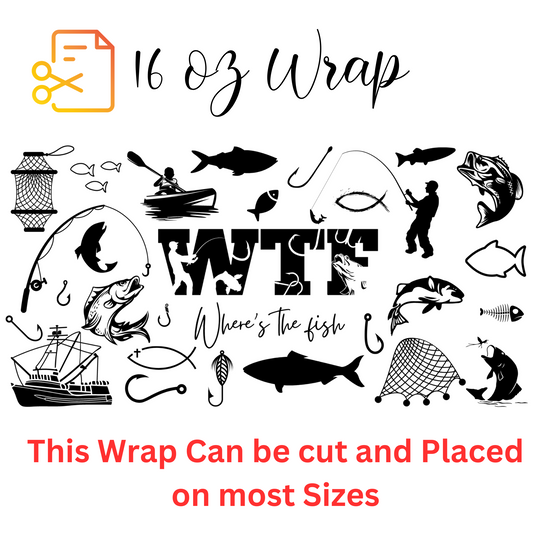 WTF "Where's the Fish" UV DTF 16 oz Wrap (Decal Set)