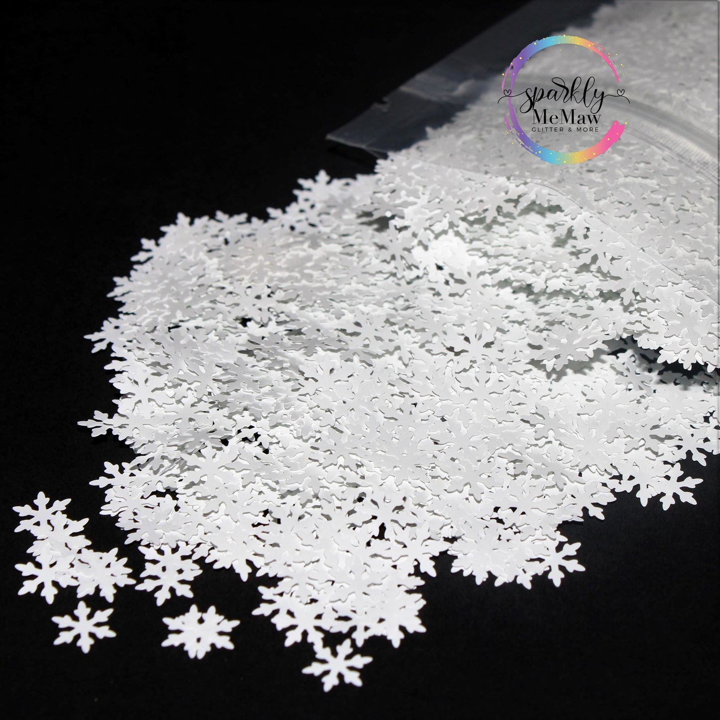 SnowFlake Shaped Glitter (8mm Basic White)