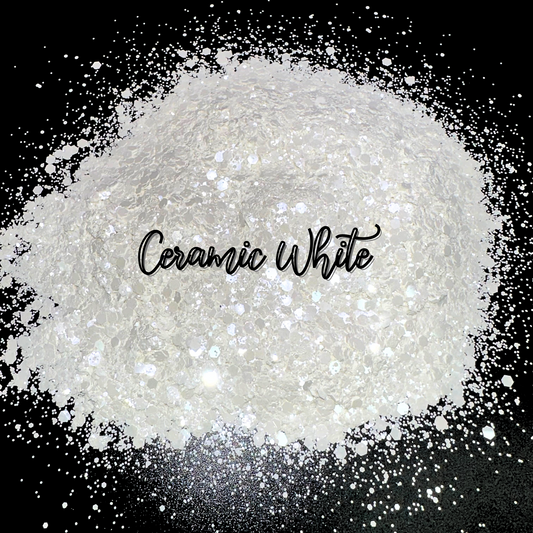 Ceramic White Chunky Metallic Glitter Mix