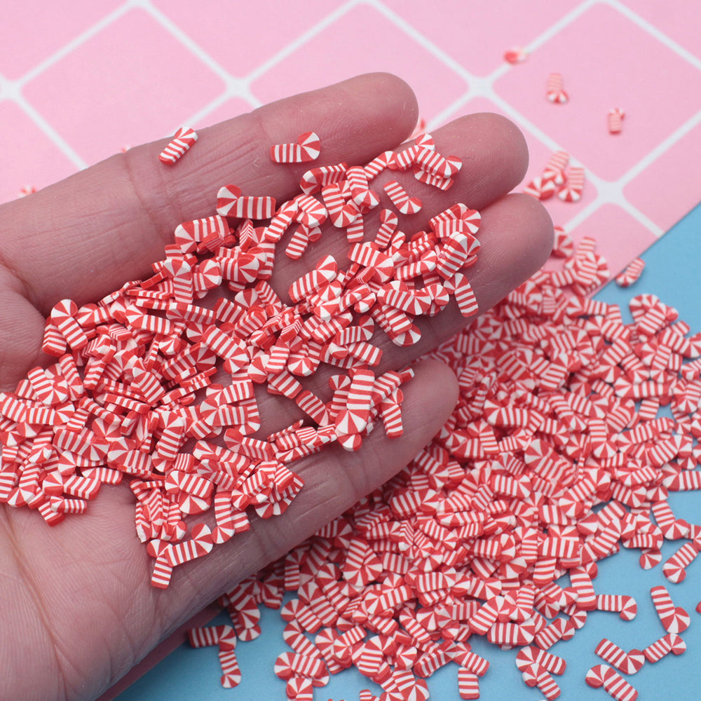 Candy Cane Wishes Poly Clay Shape glitter