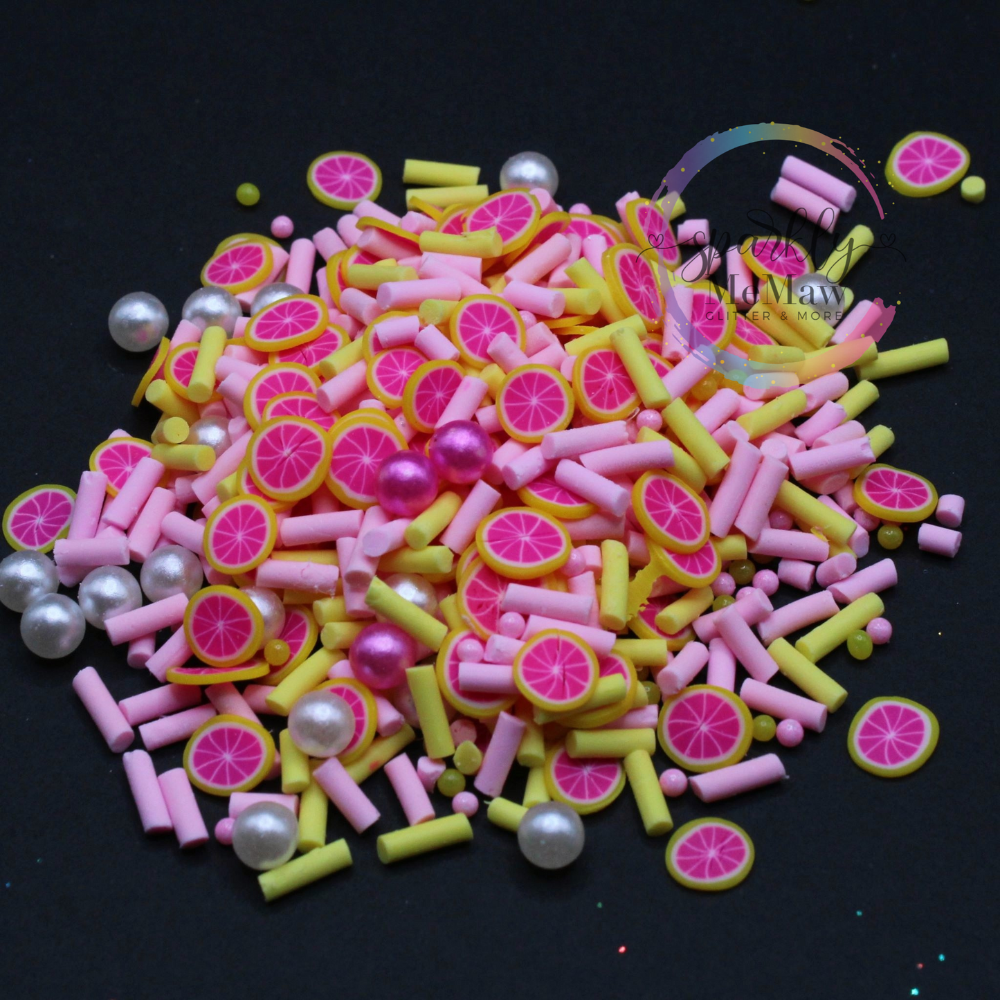 pink lemonade Poly Clay Sprinkles with Beads