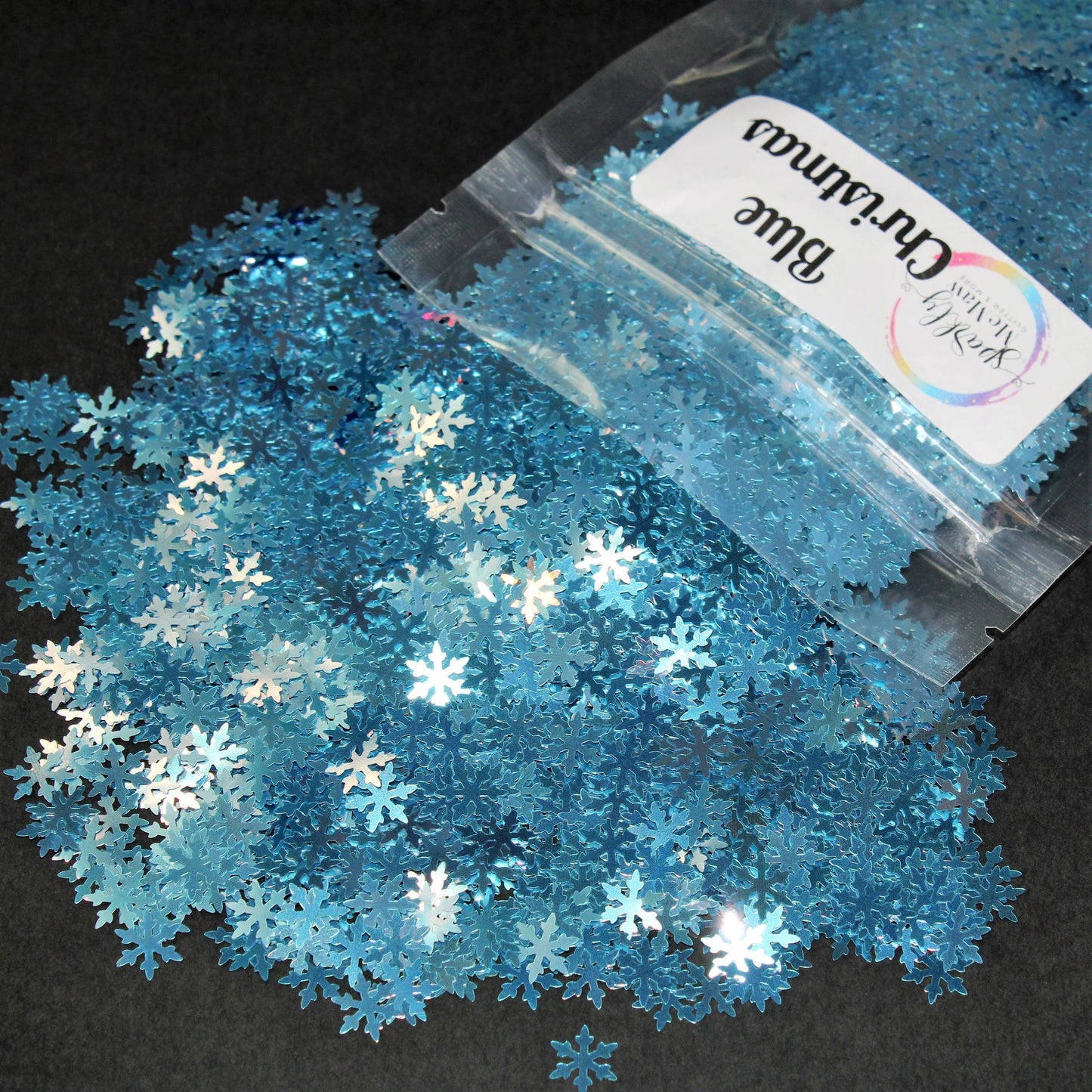 Blue Christmas Iced Blue Snow Flake Shaped Glitter