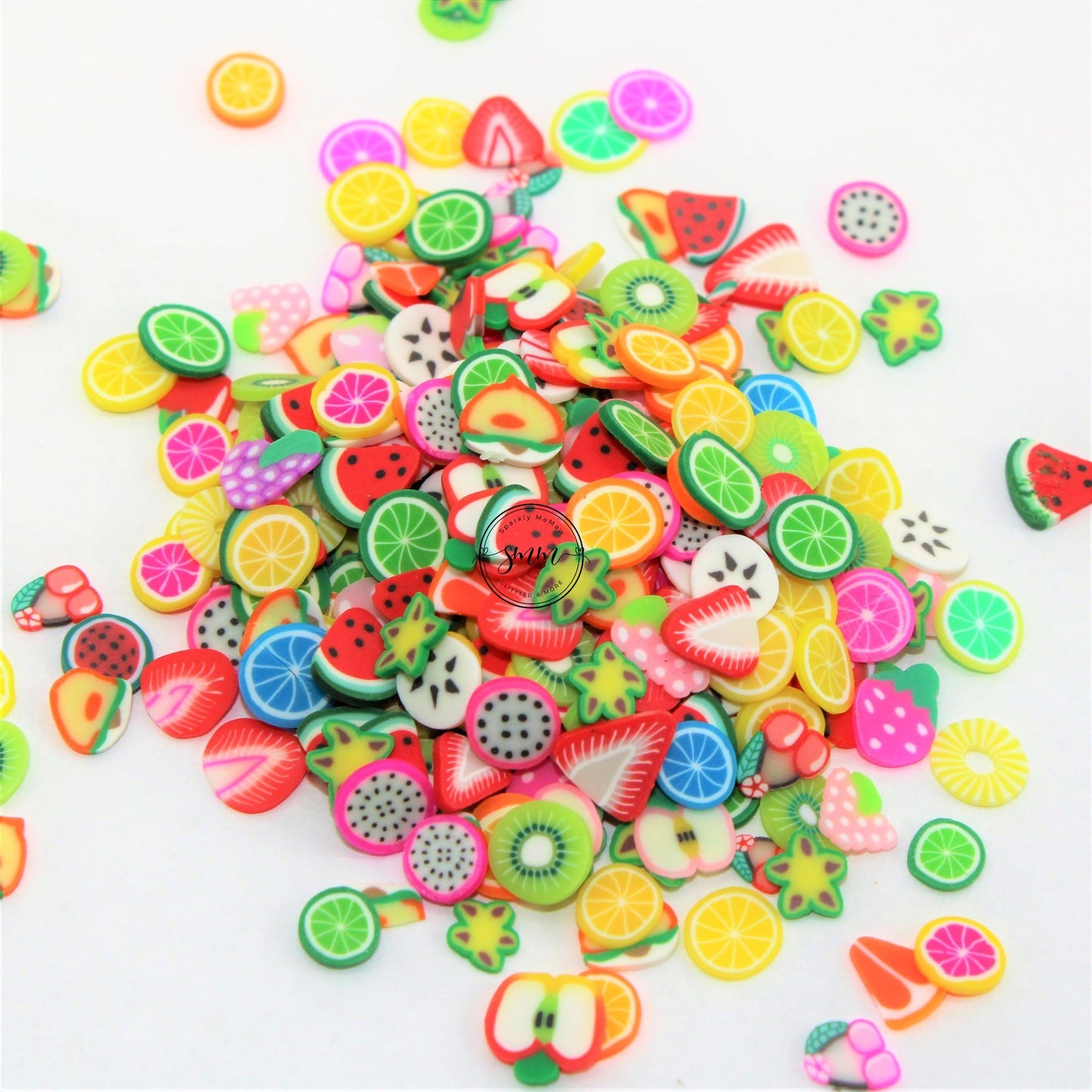 Fruit Salad Poly Clay Shaped Glitter