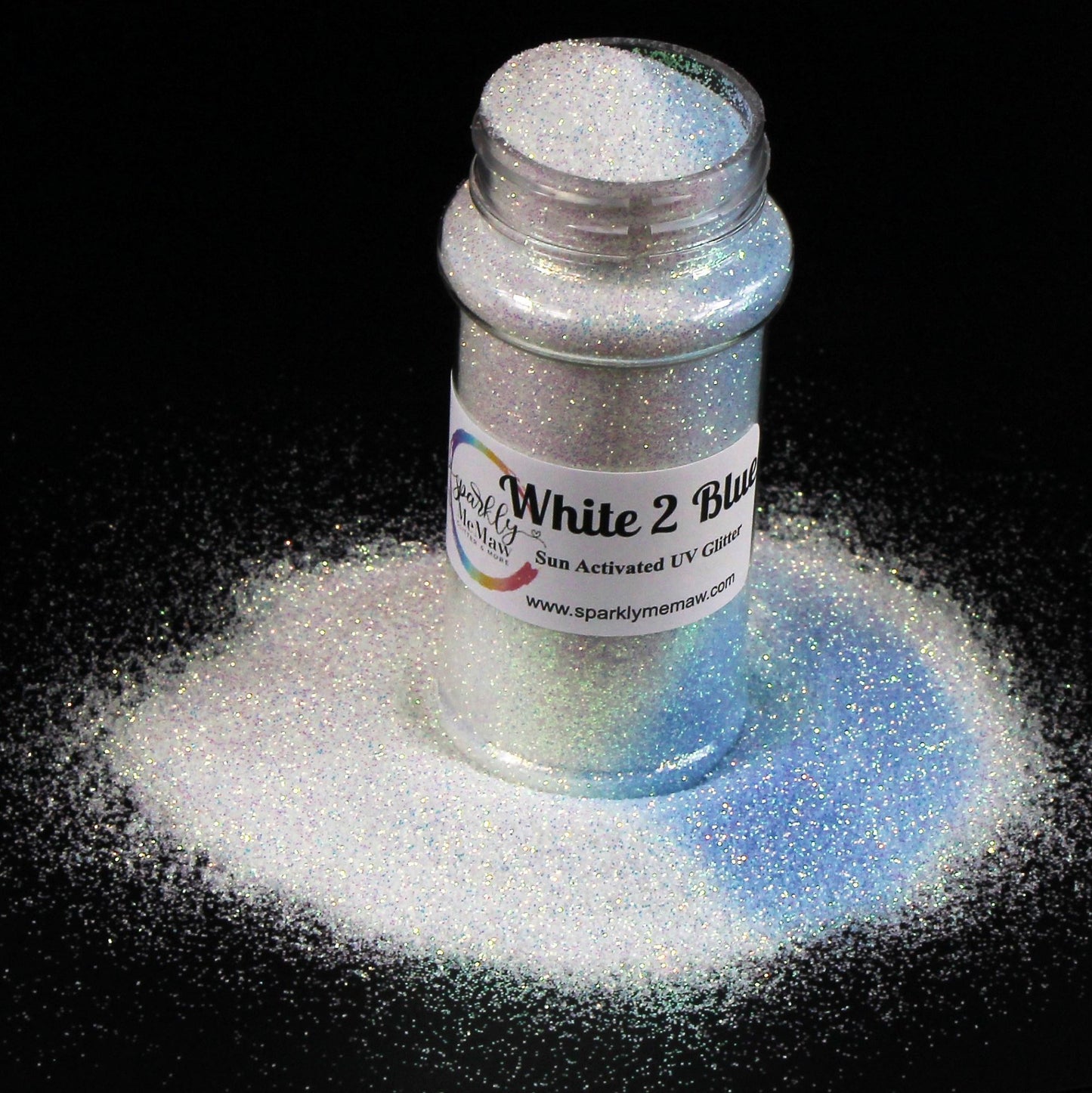 White to blue UV Sun activated Color Changing Glitter