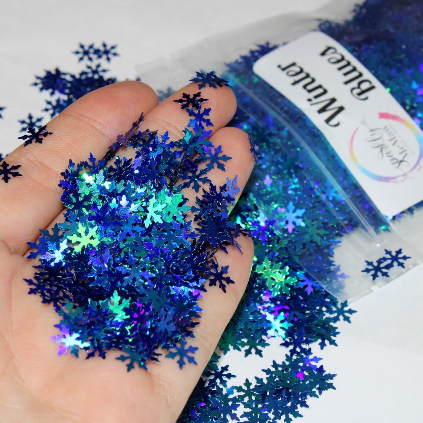 Winter Blues Color Shifting Snow Flake Shaped Glitter